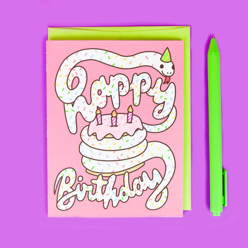 Snake Lettering Happy Birthday Card