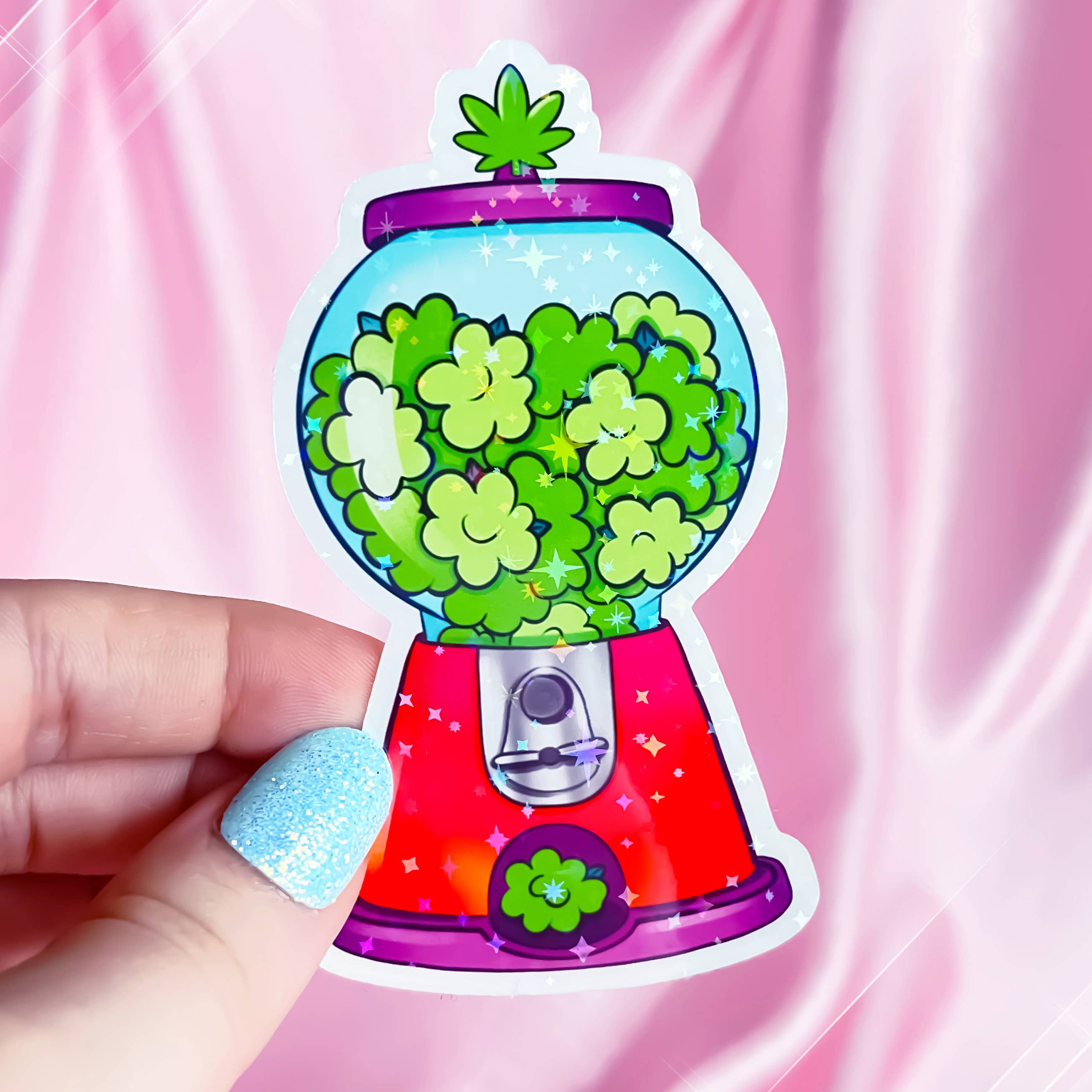 Holographic 420 Nugs Gumball Machine Vinyl Sticker