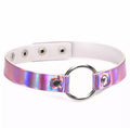 Handmade vegan leather Pink holographic chocker, 90's collar