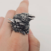 Death Messenger Ring Viking Crow Stainless Steel Men's Ring: 8#