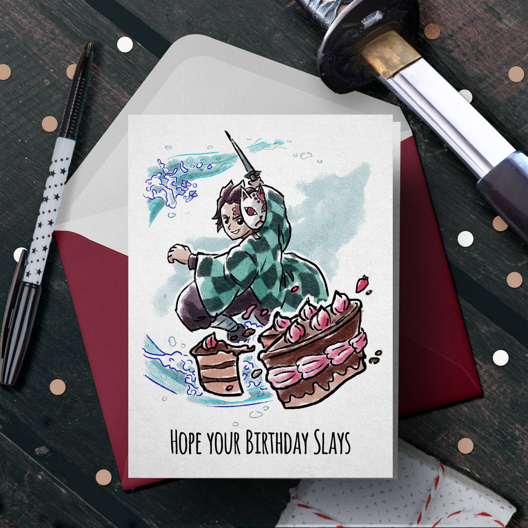 "Slays" Demon Slayer Card - Anime / Manga Birthday Card