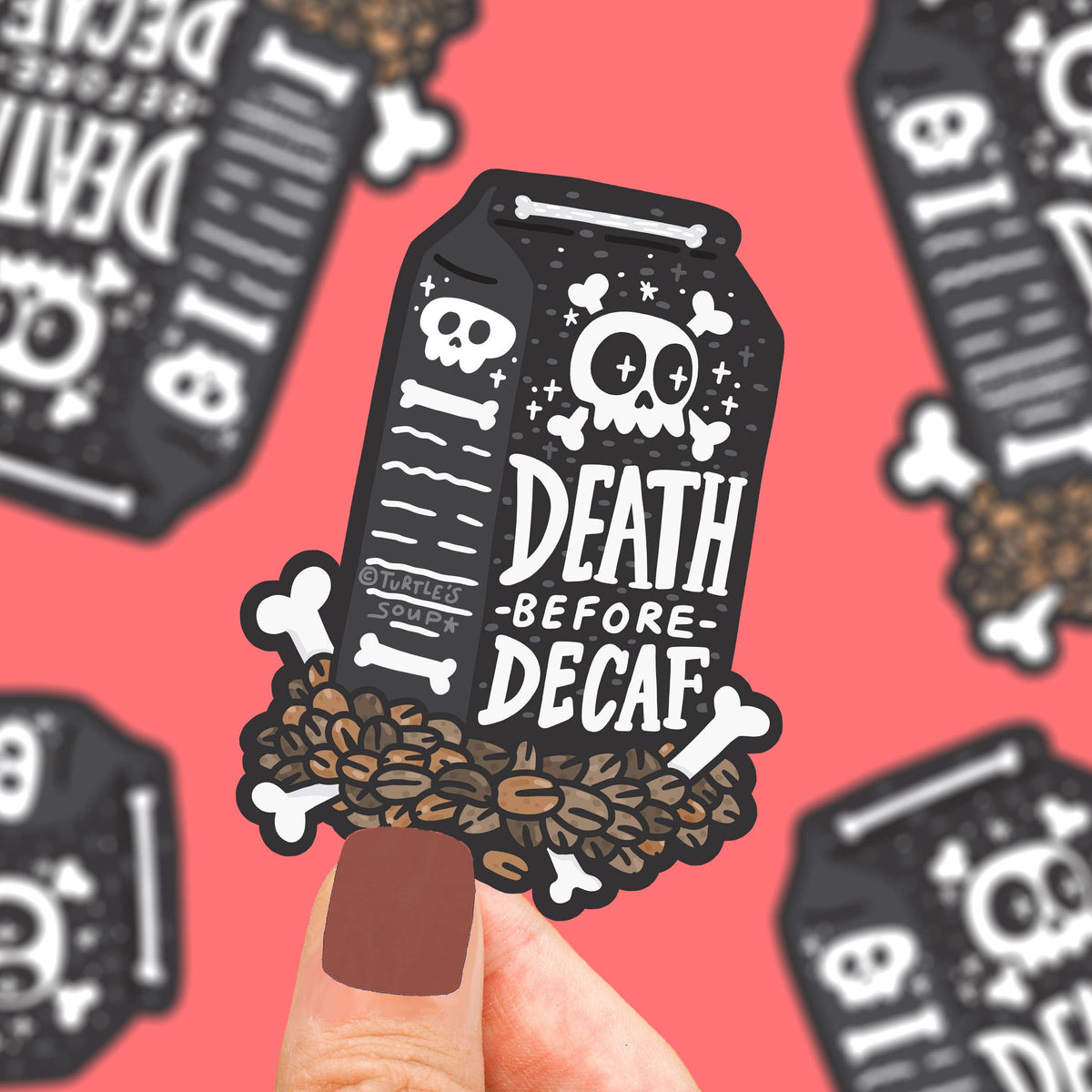Death Before Decaf Coffee Caffeine Funny Vinyl Sticker