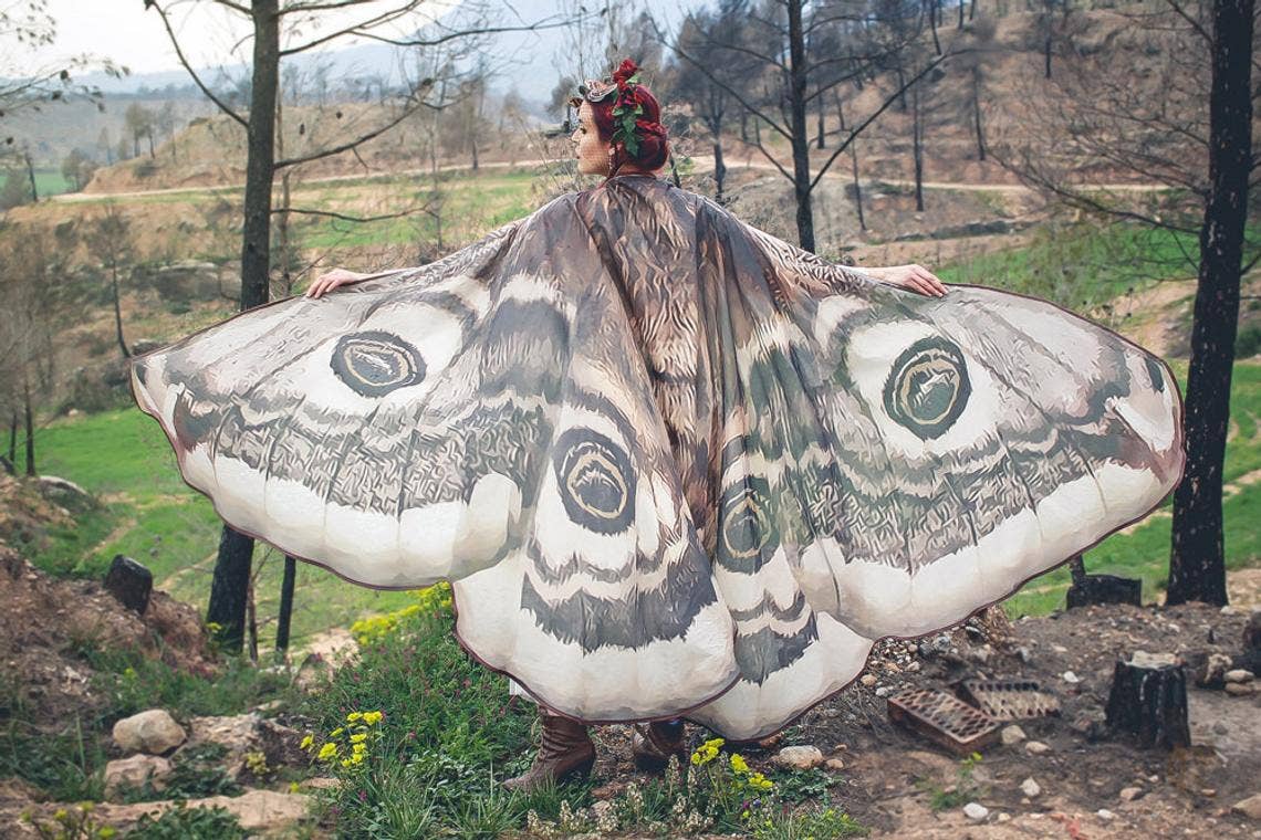 Moth wings costume butterfly cape long brown fairy wings