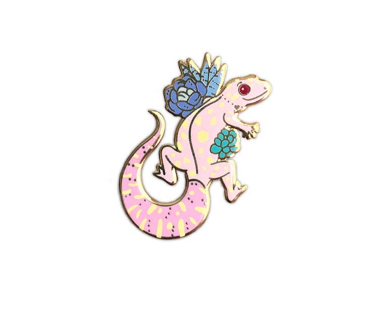 Pink Spotted Gecko Enamel Pin