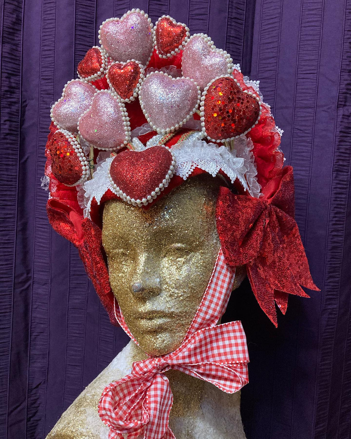 Glitter Hearts Gothic Lolita Bonnet Headdress