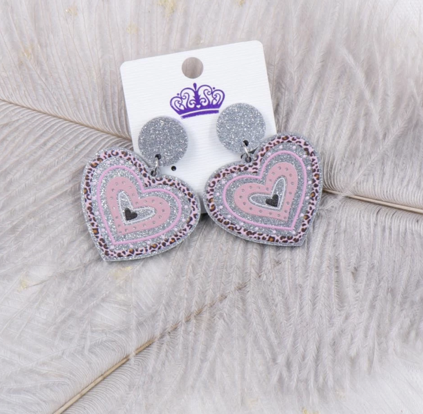 Glitter Heart Earrings Valentine's Day