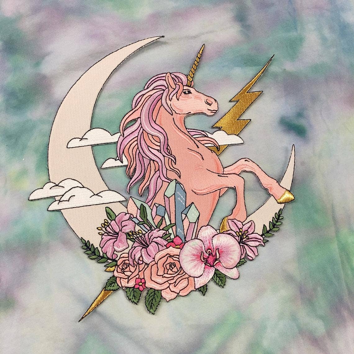 Pink Unicorn & Moon XL Back Patch