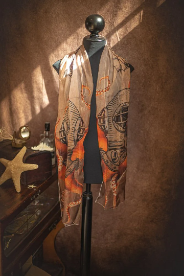 Diving Octopus scarf steampunk victorian cthulhu shawl