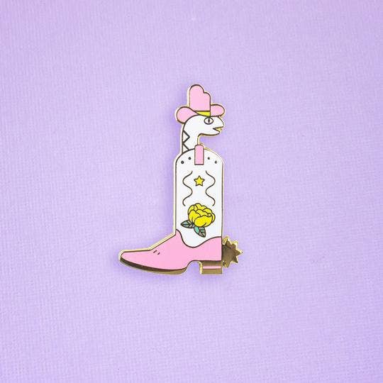 Light Snake in a Boot Enamel Pin