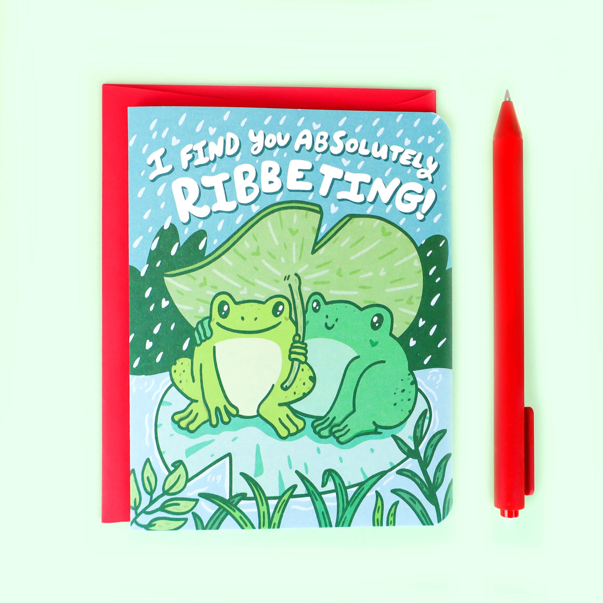 I Find You Ribbeting Frogs In Love Anniversary Card