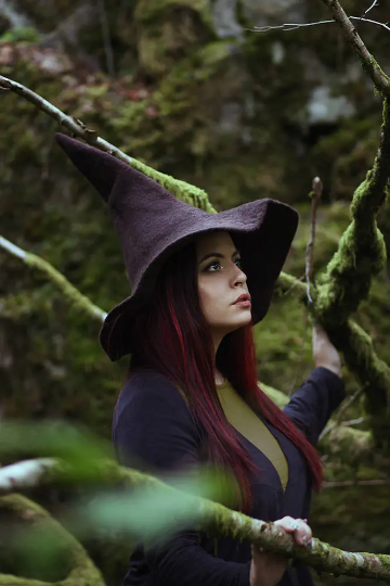 Brown Witch hat wizard magic wool Felt witchy dark academia