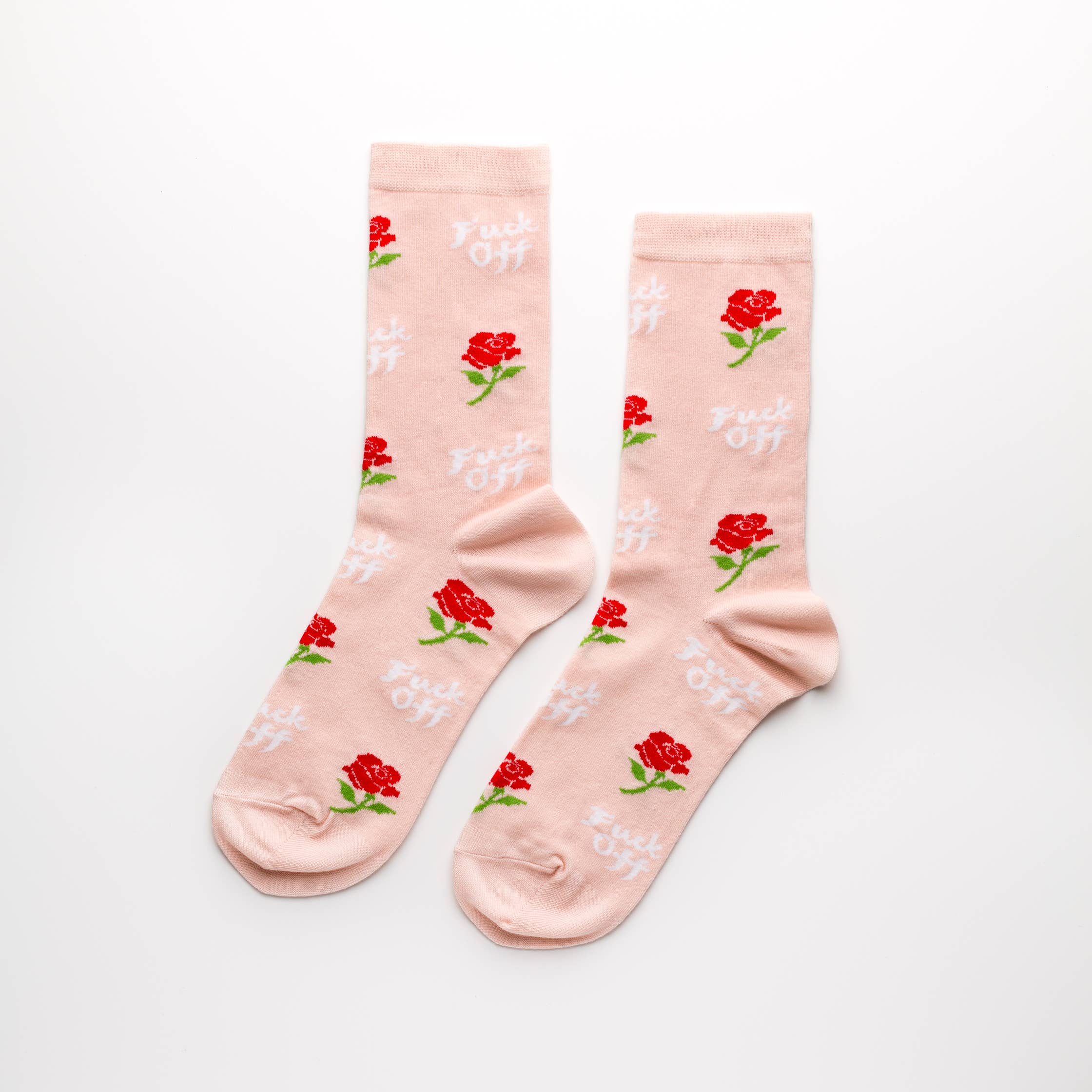Women's - Fuck Off Rose Crew Socks