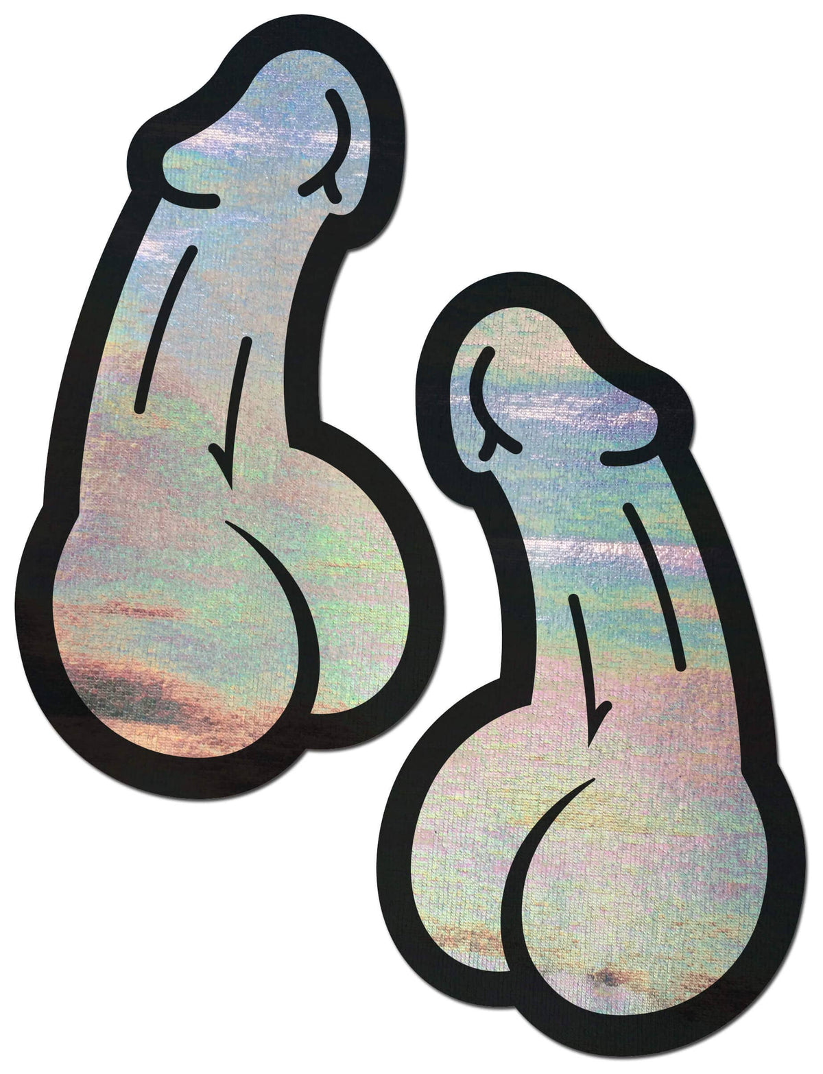 Penis: Holographic Silver Dick Nipple Pasties by Pastease®