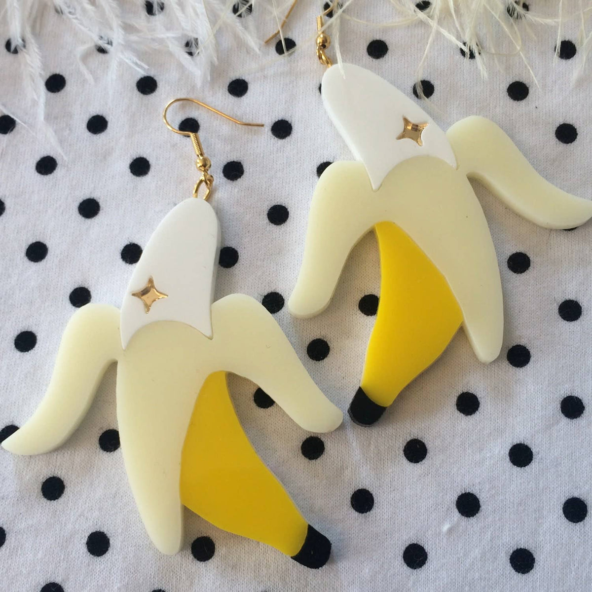 Banana Earrings, Fruit Bananas Laser Cut Acrylic, Plastic Jewelry