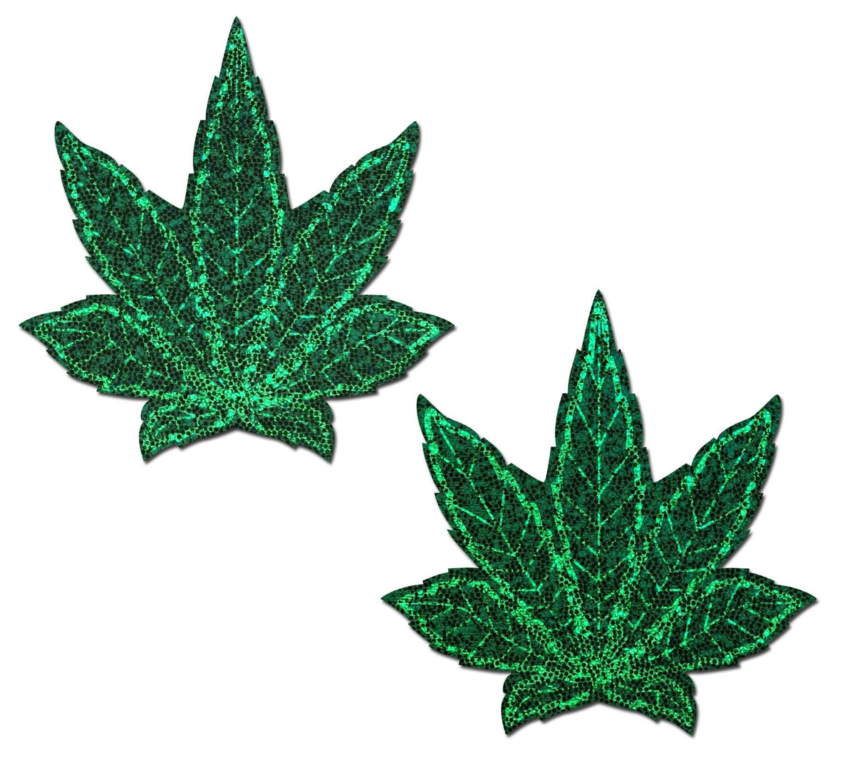 Glitter Green Indica Leaf Nipple Pasties