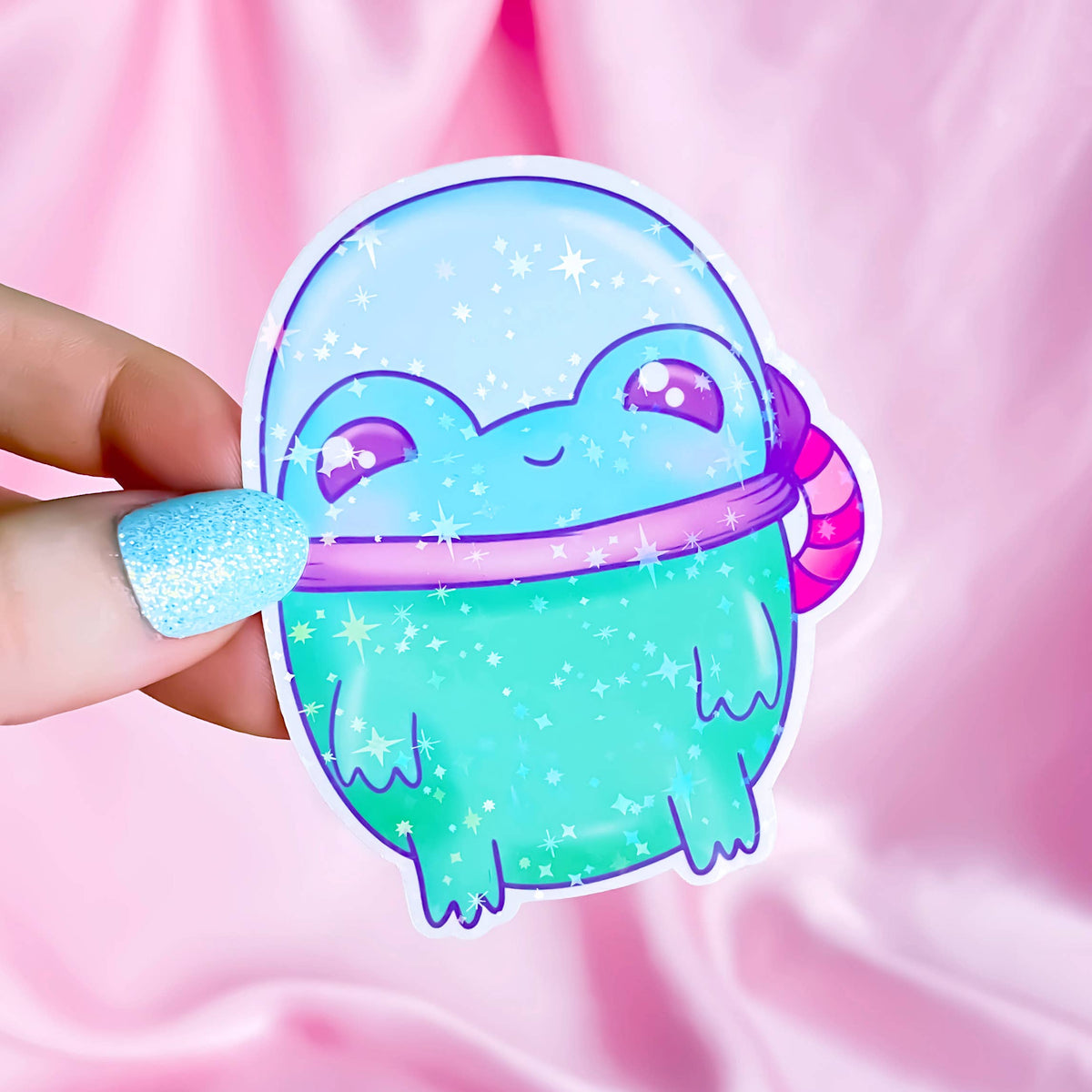 Holographic Space Frog Vinyl Sticker