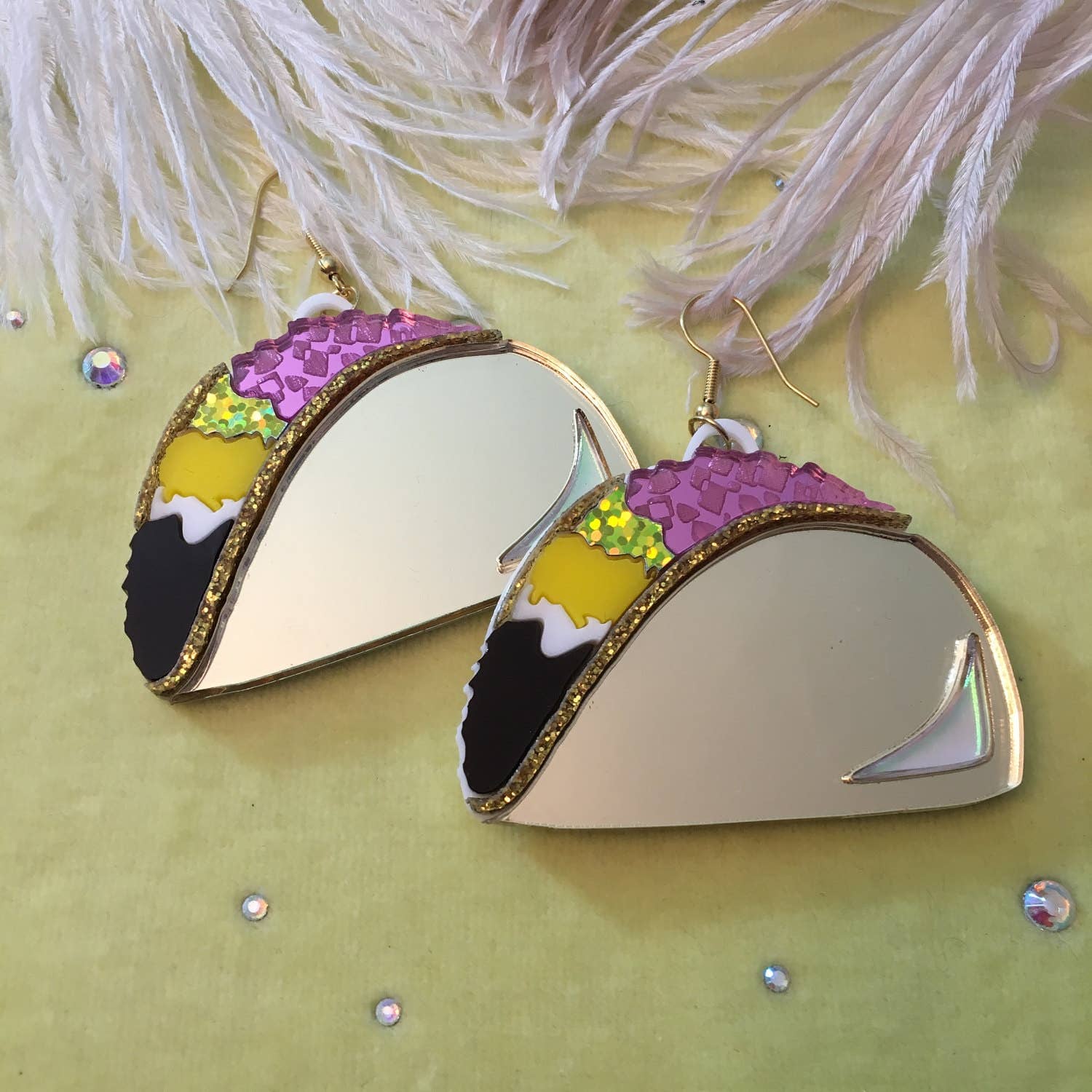 Taco Large Food Earrings, Laser Cut Acrylic, Plastic Jewelry