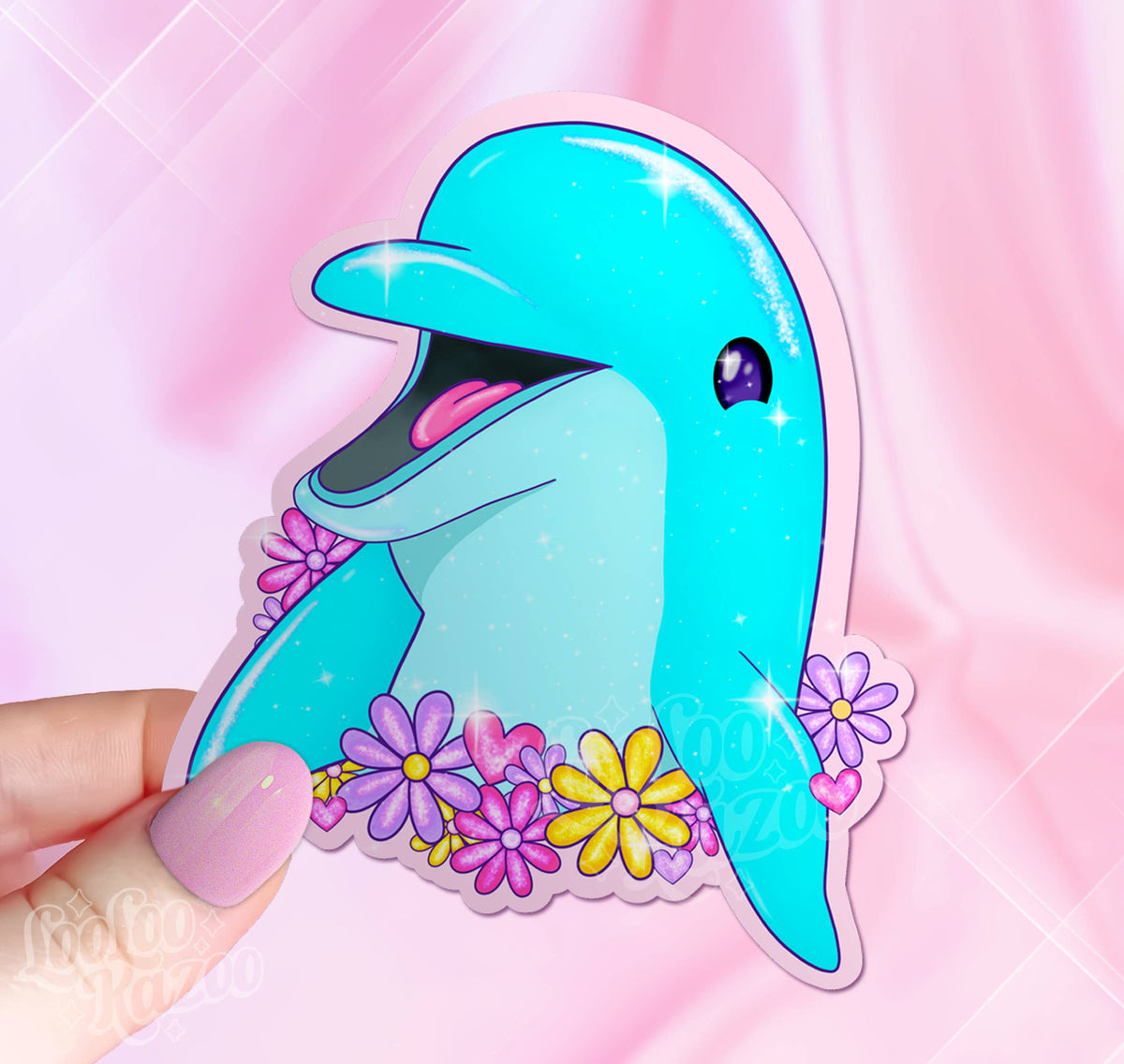Floral Dolphin Vinyl Sticker