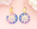 Celestial Earrings Holographic Moon & Star Statement Dangles