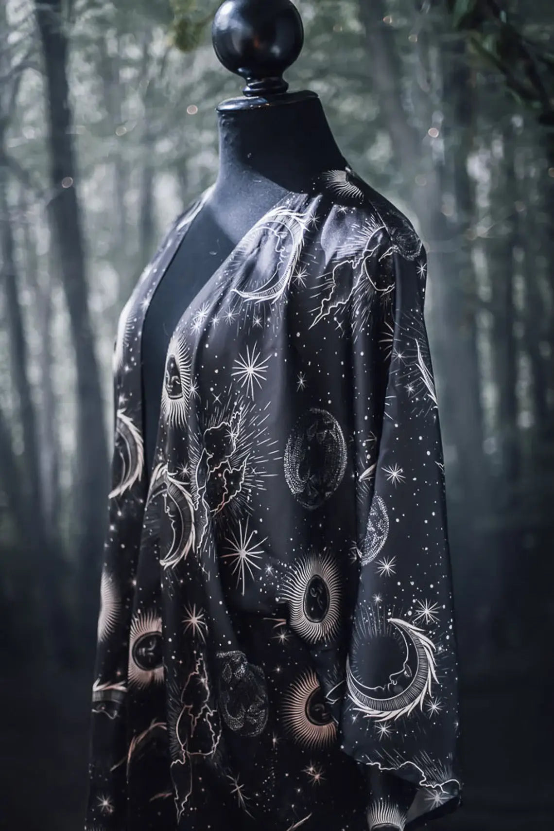 Black Kimono Witch Gothic Celestial dark boho witchcraft
