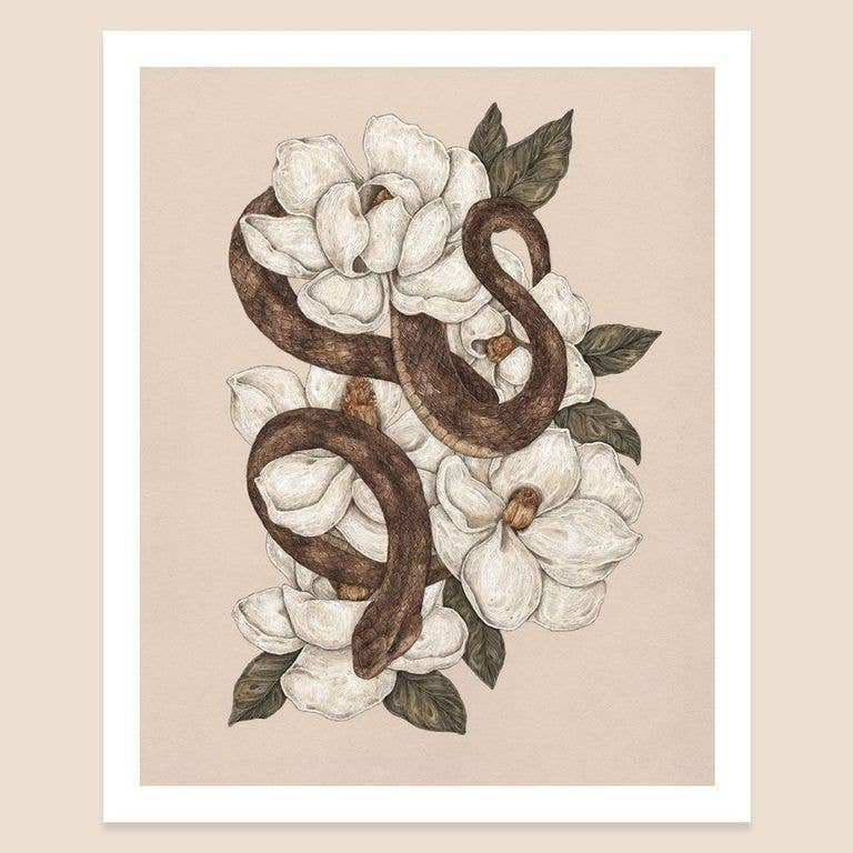 8” x 10” Snake and Magnolias Print