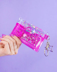 Liquid Glitter Tiny Wallet - Pink Unicorn