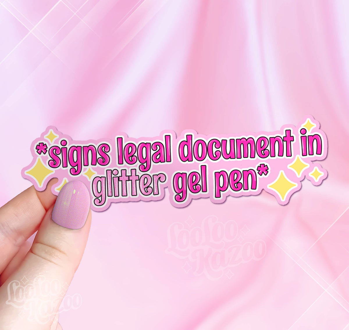 Signs Legal Document in Glitter Gel Pen Vinyl Sticker