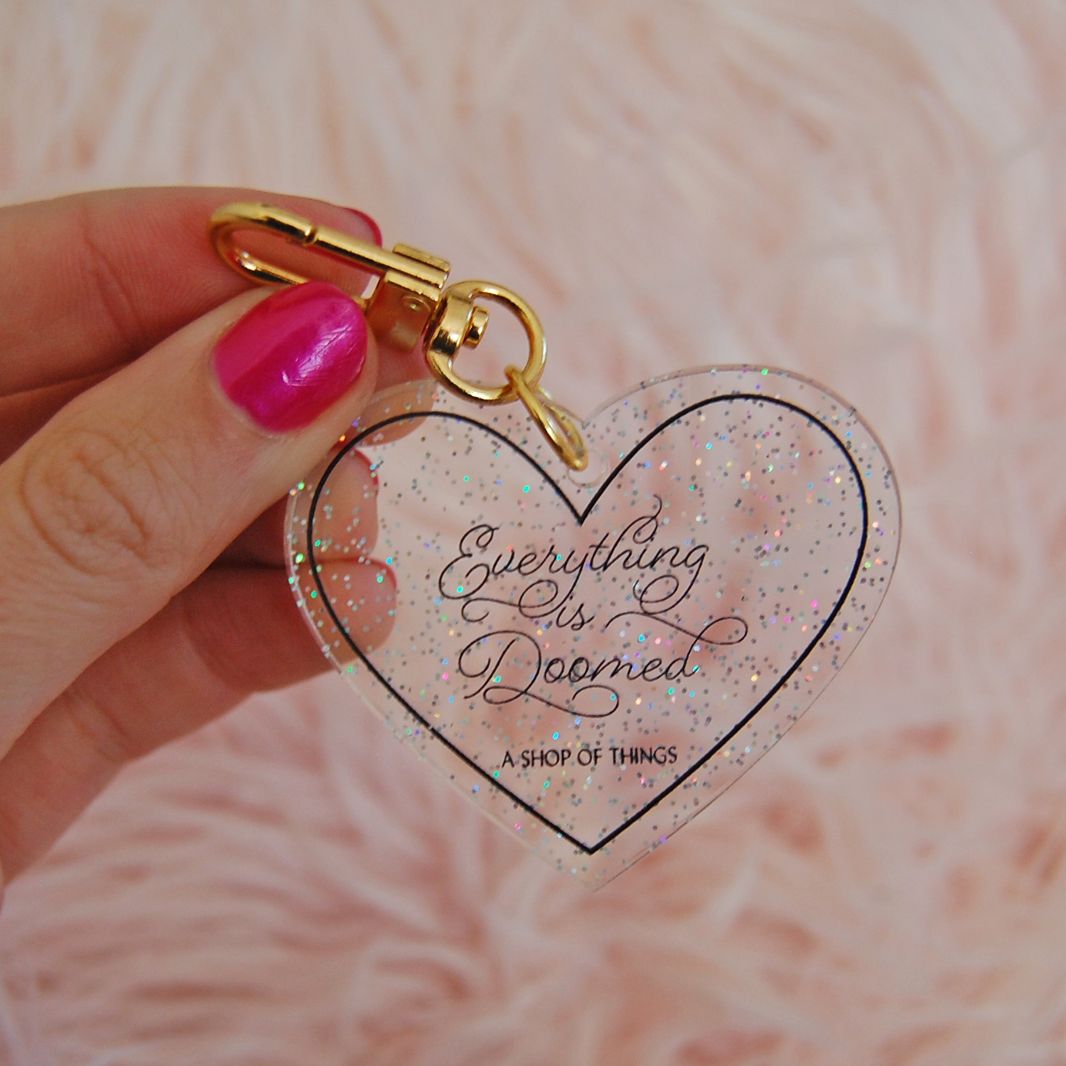 Brat Glitter Acrylic Heart Keychain