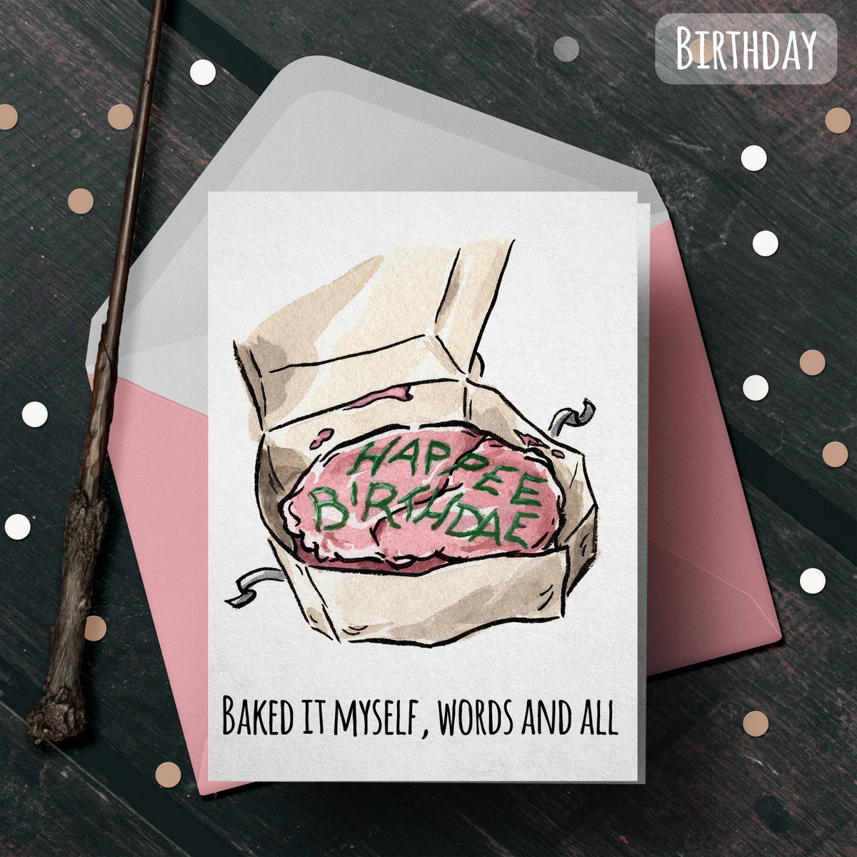 "Baked it Myself" - Harry Potter Cake Birthday Card