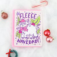 Fleece Navidad Sheep Pastel Holiday Christmas Card
