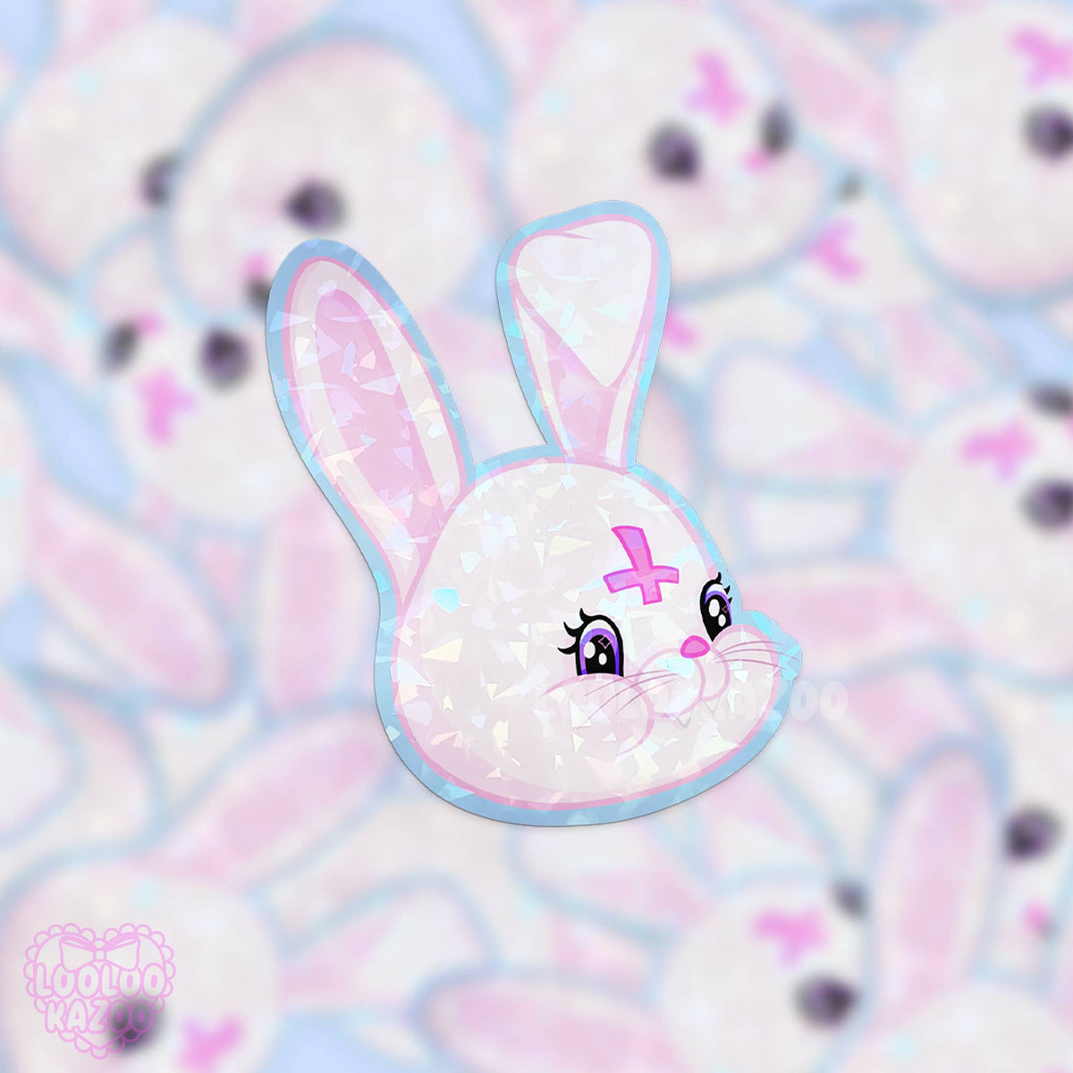 Holographic Satanic Bunny Pastel Goth Vinyl Die Cut Sticker