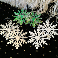 Snowflake Acrylic Laser Cut Earrings In Radiant, Silver Or White: Radiant