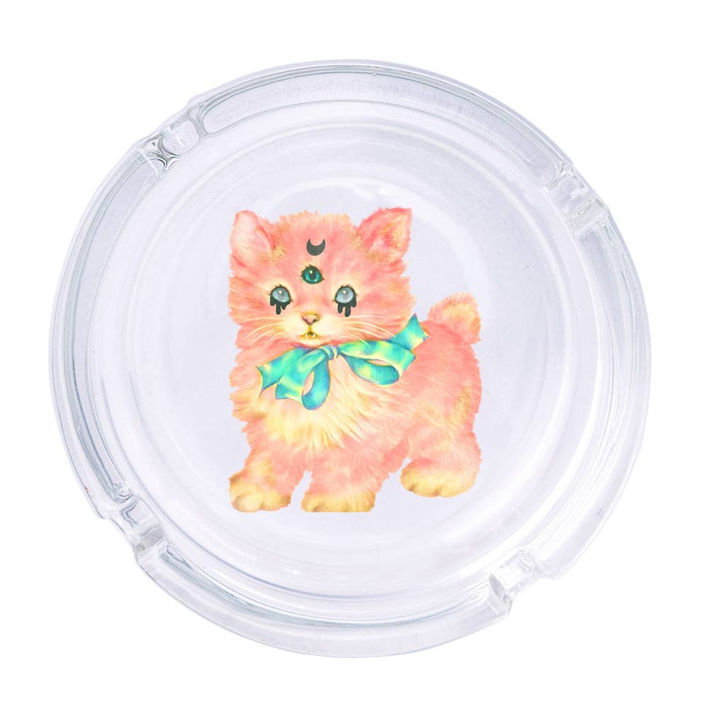 Goth Kitty Glass Ashtray