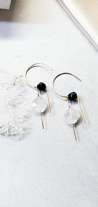 Harmony Threader Rose Quartz/Onyx Earrings