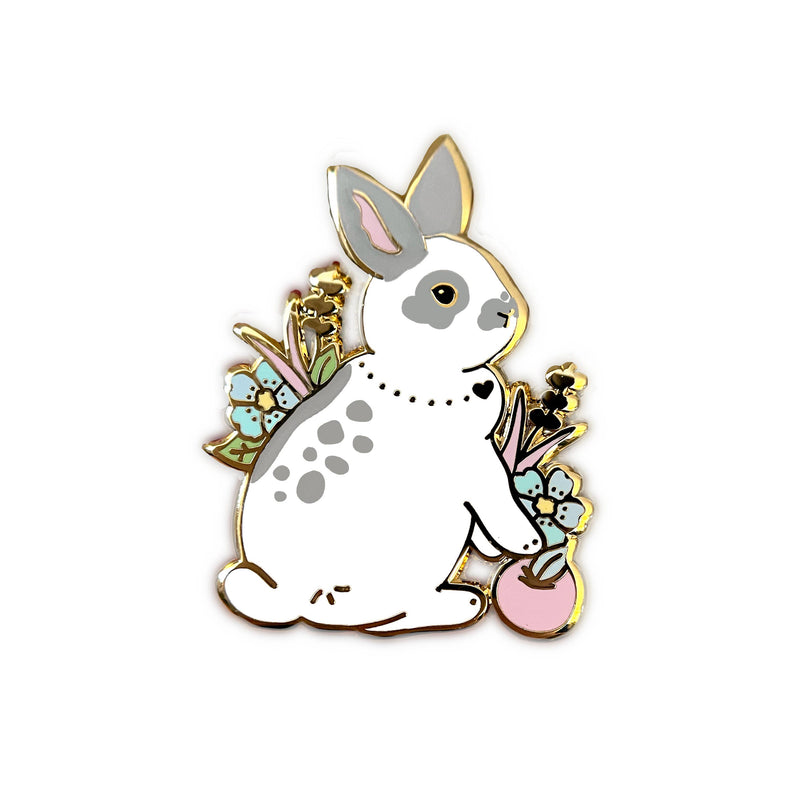 Grey and White Rabbit Enamel Pin