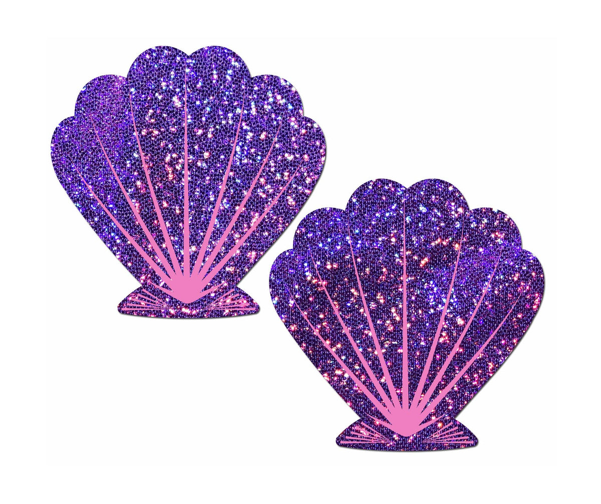 Glitter Purple and Pink Mermaid Seashell Nipple Pasties