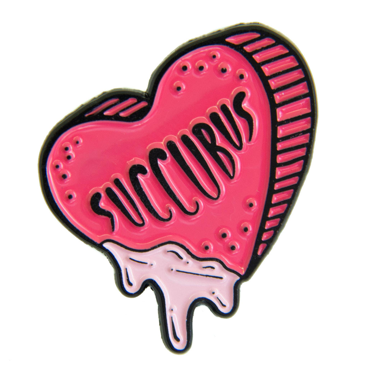 Succubus Oozing Pink Candy Heart Enamel Pin