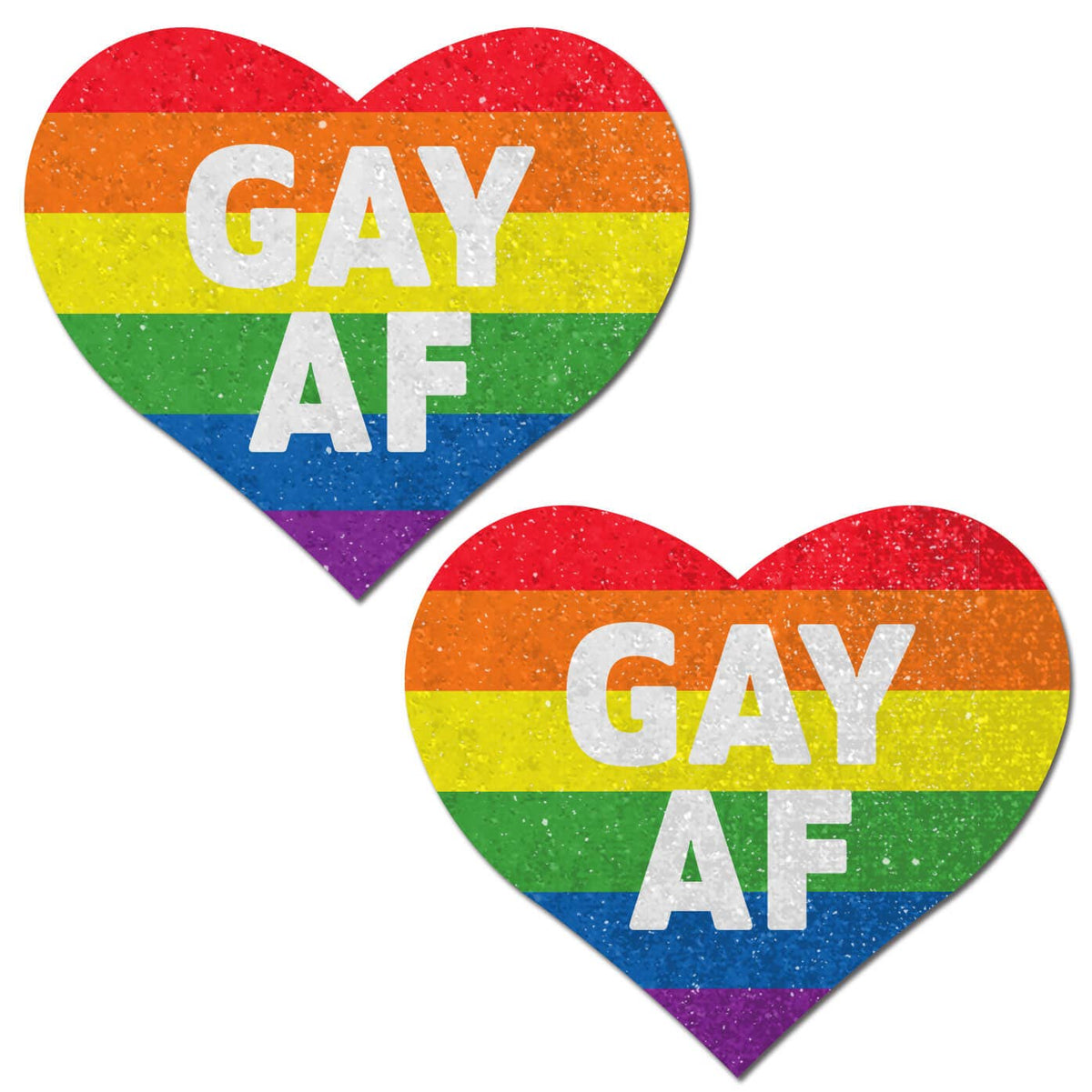 Love: Rainbow GAY AF on Glitter Velvet Heart Nipple Pasties