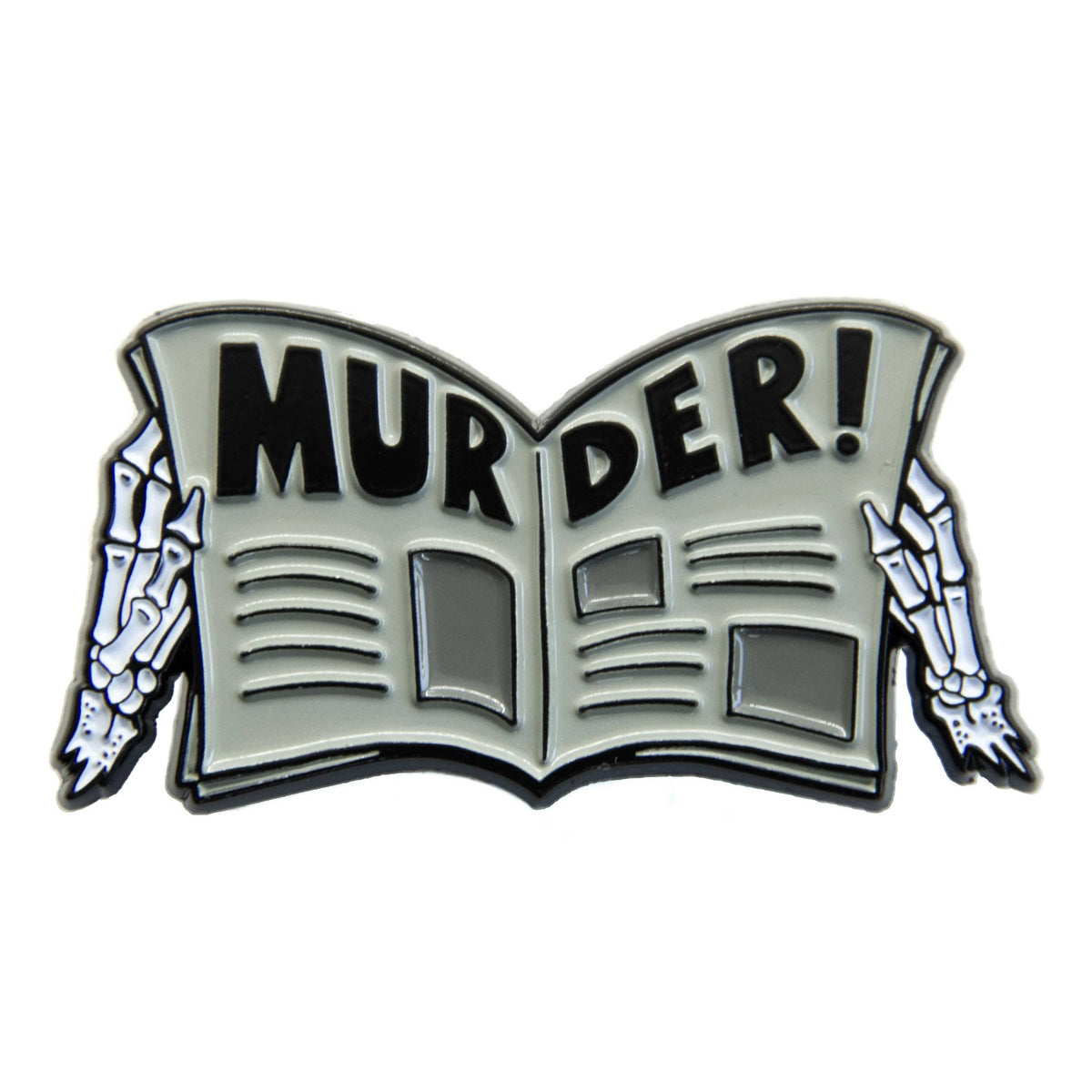 "Murder!" Funny Spooky Newspaper Enamel Pin