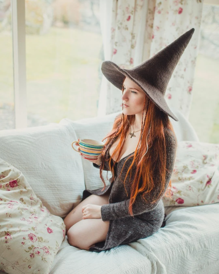 The 'Luridan' Earthy Felted Hooded Scarf Wizard Witch Hat Pixie