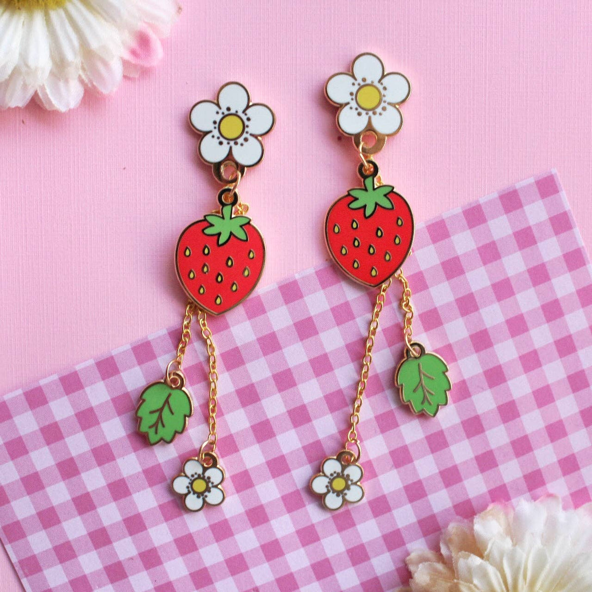 Strawberry Plant Earrings