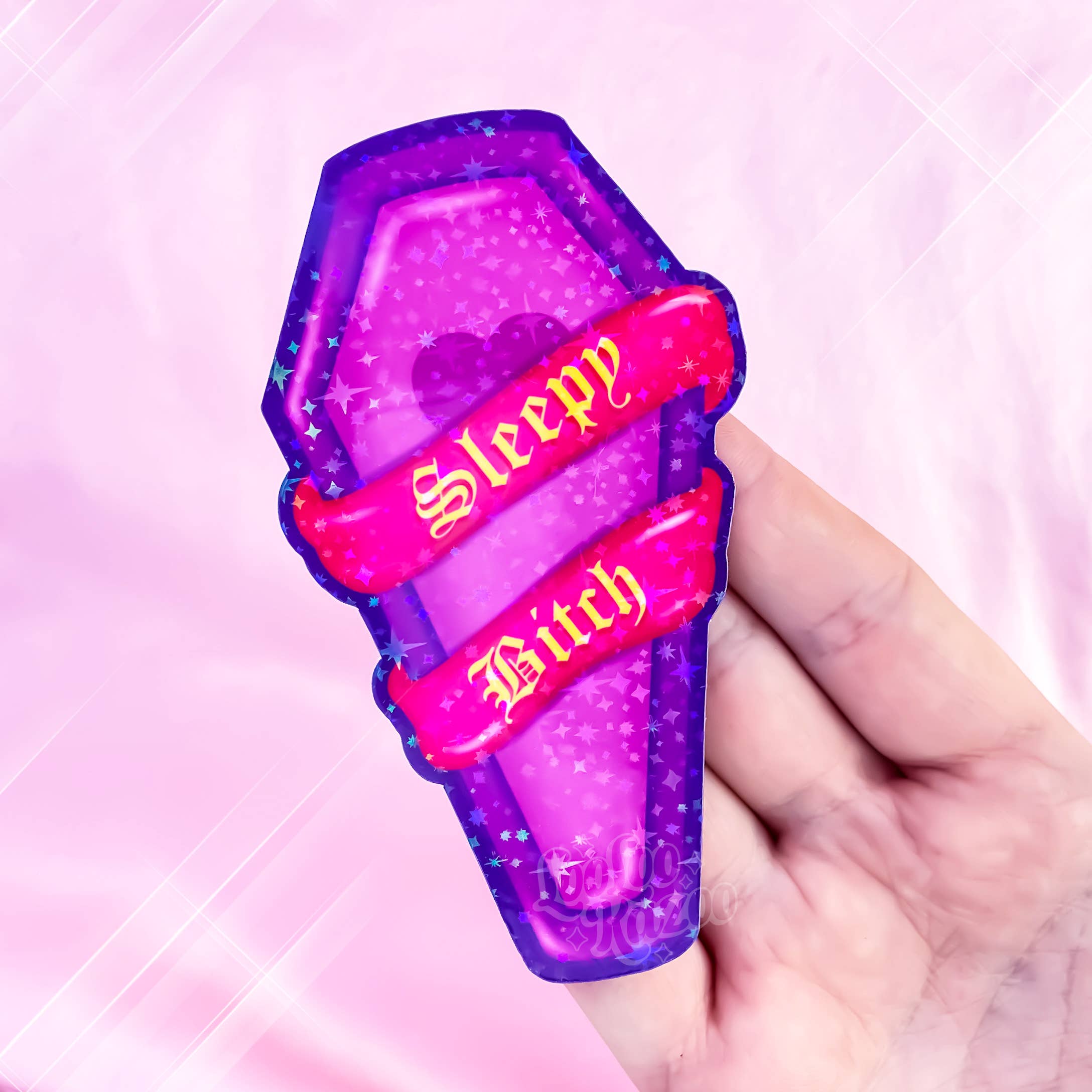 Holographic Sleepy Bitch Coffin Halloween Vinyl Sticker