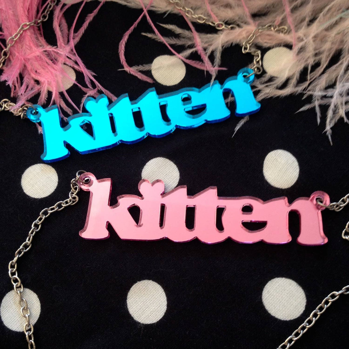 Pink Acrylic Kitten Necklace