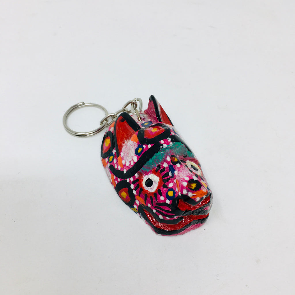 Wood Carved and Painted Mask Key Chains (ALL)