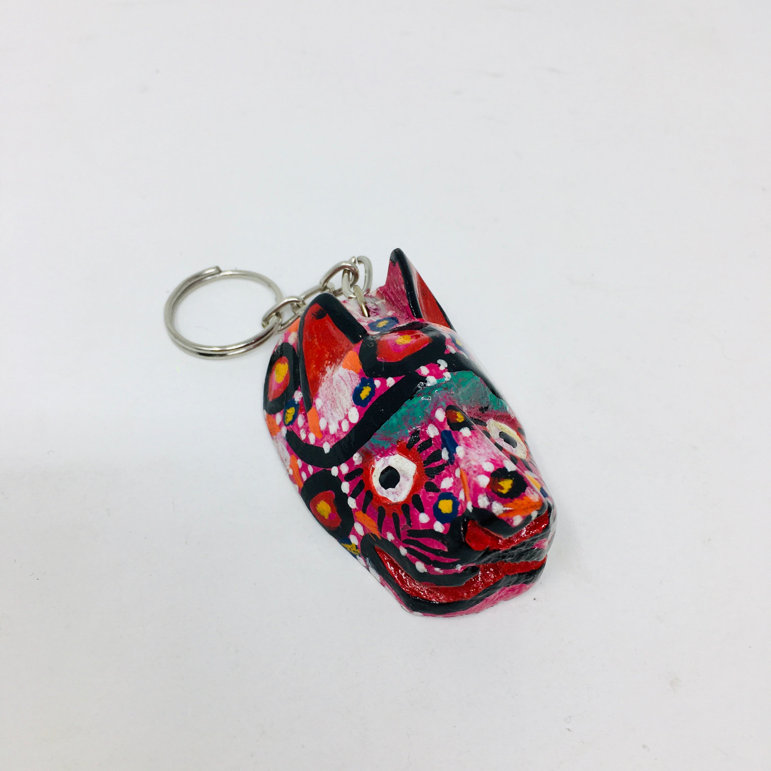 Wood Carved and Painted Mask Key Chains (ALL)