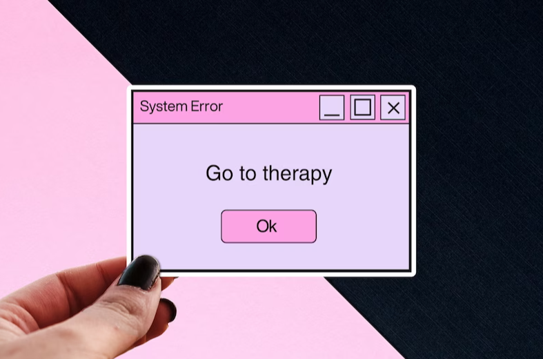 Retro Error Message Sticker - Go to Therapy, y2k Computer UI