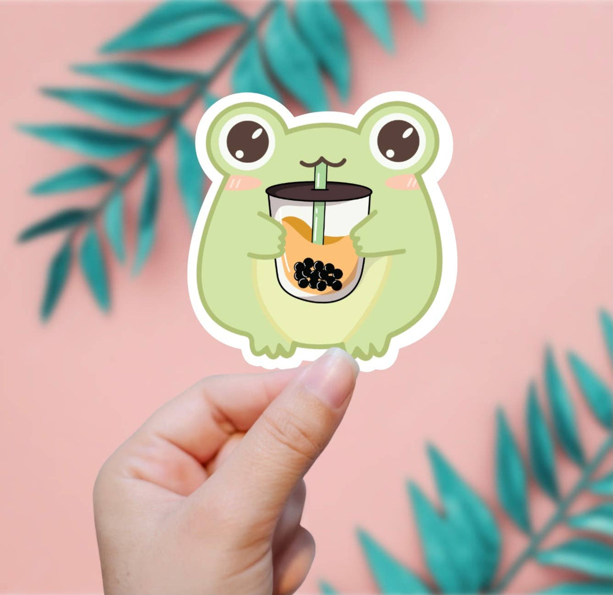 Frog With Boba Tea Sticker