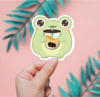 Frog With Boba Tea Sticker