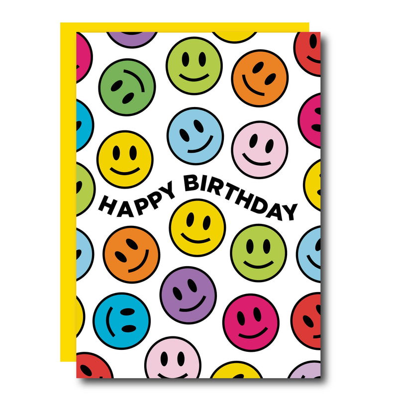 Happy Birthday Colour Smiley Greeting Card