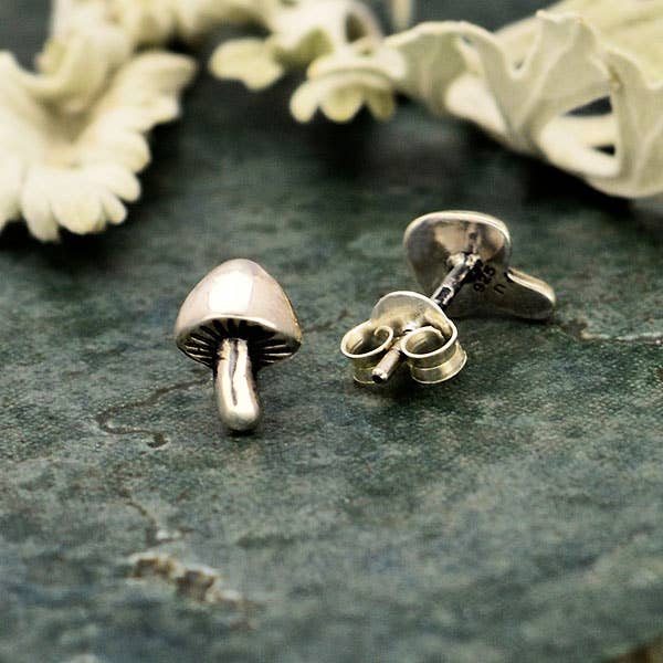 Sterling Silver Mushroom Post Earrings 8x6mm